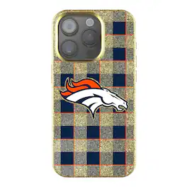 Keyscaper - NFL - Denver Broncos - Plaid Bling iPhone Case - 14 - Gold