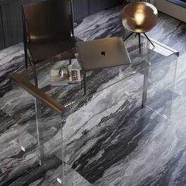 luck idea - Clear Tempered Glass Computer Desk, 51.18 Inch Modern Writing Work Table for Home Office Study Room - transparent