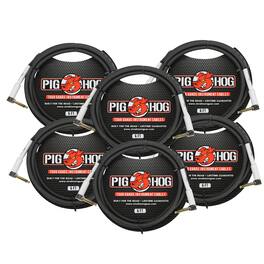 Pig Hog - Tour Grade 6ft Instrument Cable 1/4" to 1/4" Right Angle Connectors - 6x - Black