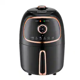 Brentwood - AF-202BK 2 Quart Small Electric Air Fryer Copper with Timer and Temp Control - Black and Rose Gold
