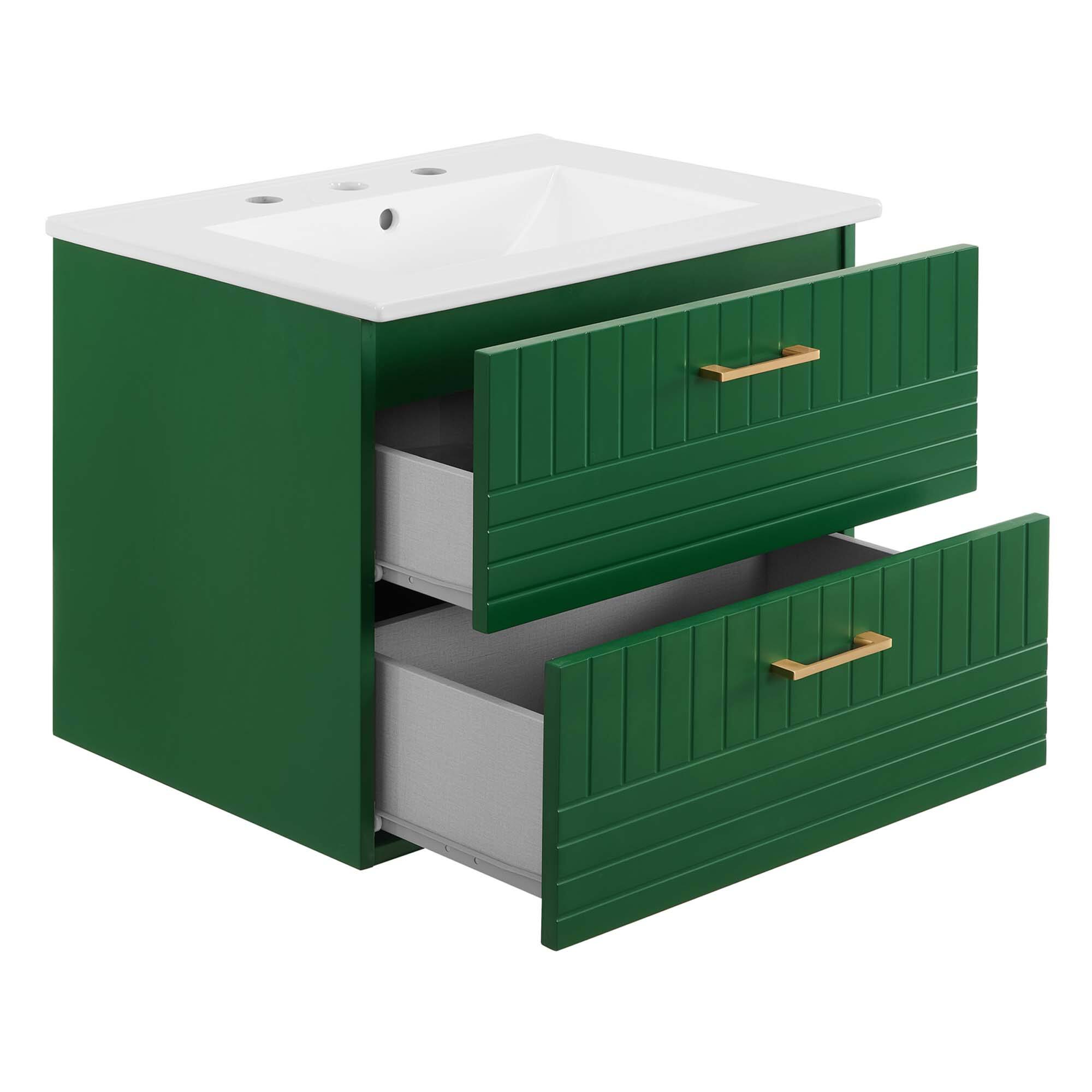 Alt View 1. Modway - Daybreak Wall-Mount Bathroom Vanity Basin Included by Modway - Green White.