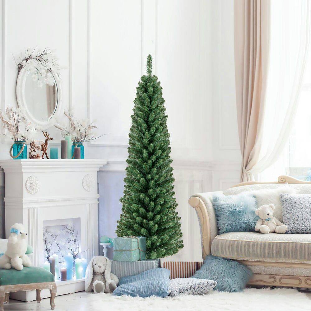 Alt View 4. Resenkos - Resenkos 5-Ft Pencil Christmas Tree with Memory Wire Branch Tips, Green - Green.