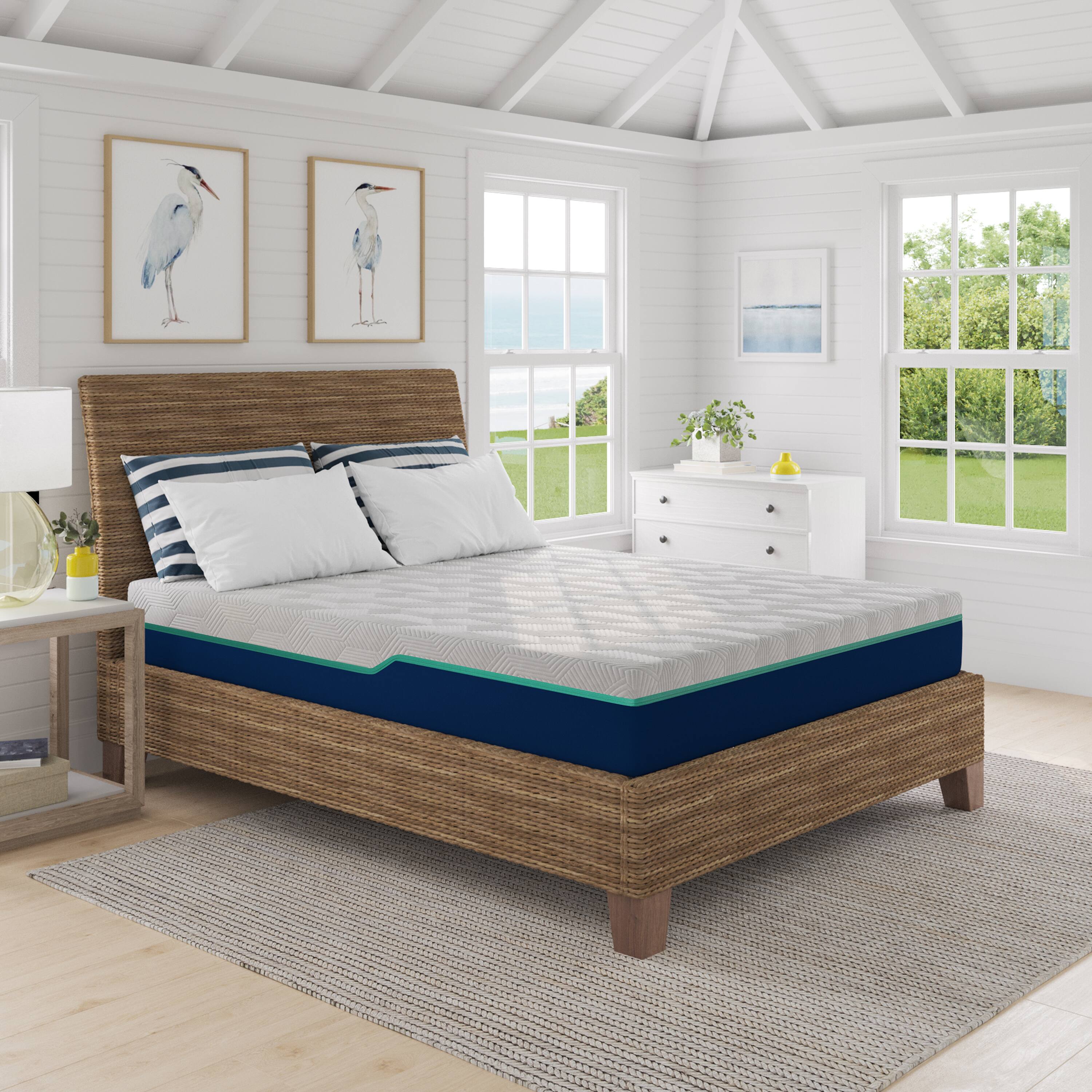 Alt View 3. Nautica - Restore Full Size Medium-Firm Hybrid Innerspring 10" Bed-In-A-Box Mattress - WHITE/BLUE.