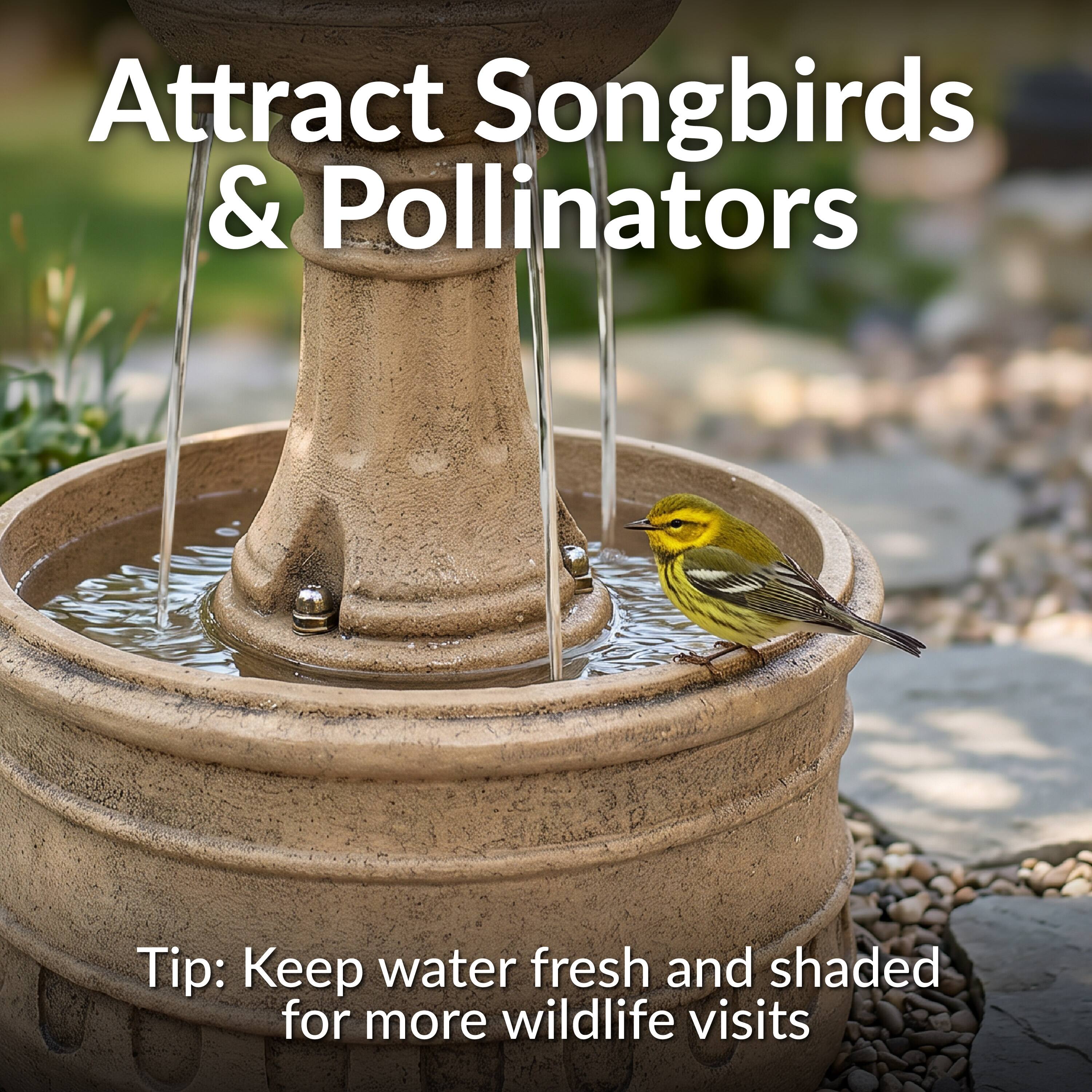 Attract Songbirds & Pollinators

Tip: Keep water fresh and shaded for more wildlife visits