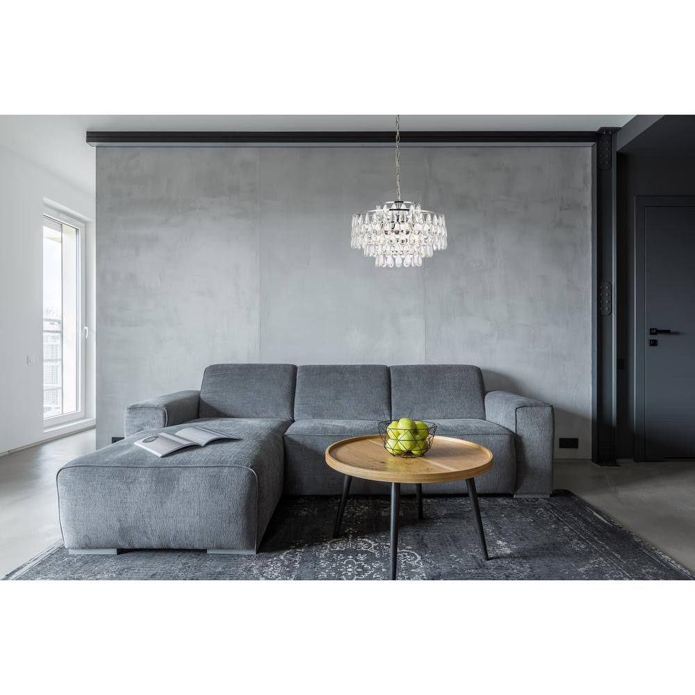 Left. Elegant Lighting - Mila 20 inch pendant in chrome - Chrome.