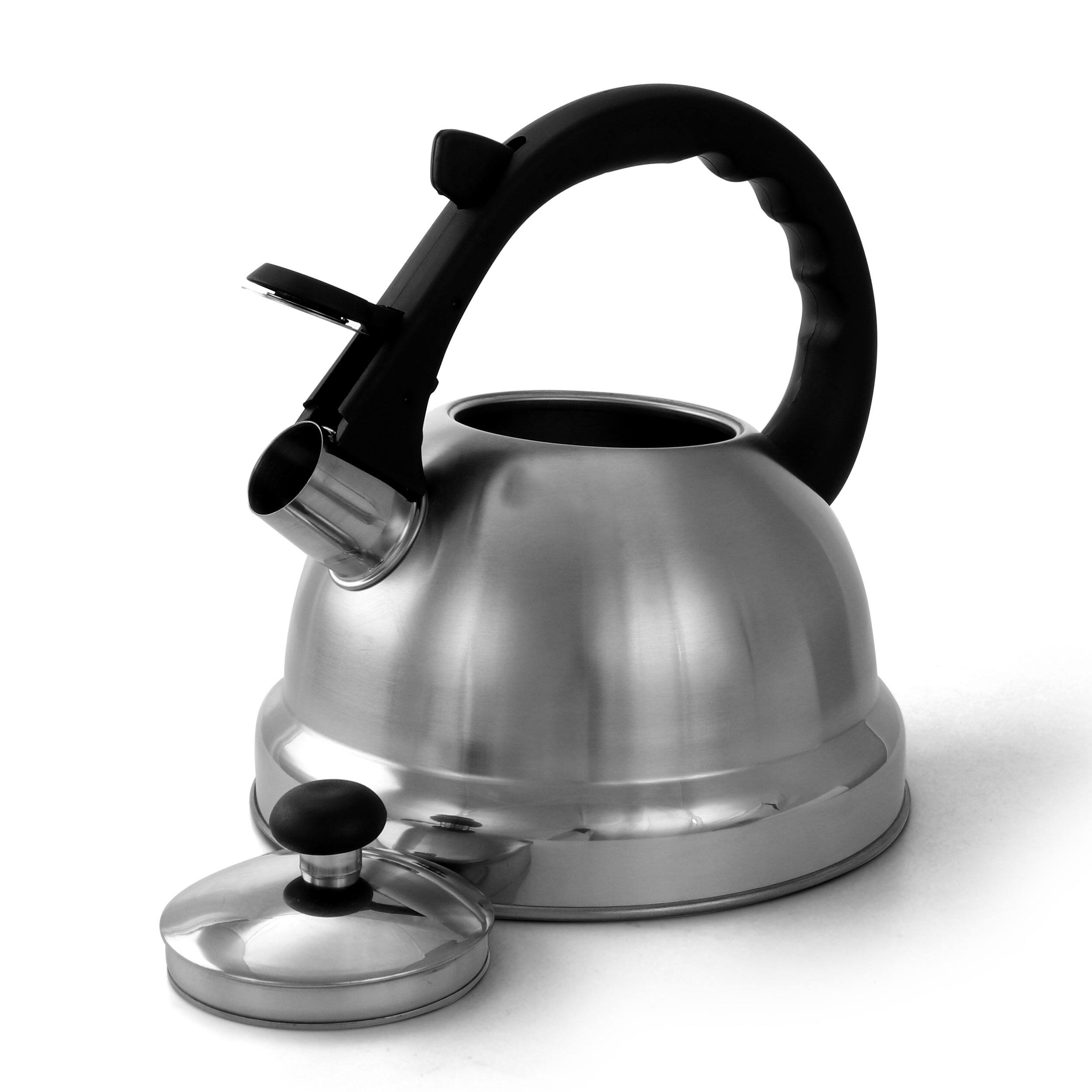 Alt View 2. Mr. Coffee - Mr. Coffee Claredale 2.2 Quart Brushed Stainless Steel Whistling Tea Kettle with Nylon Handle - Silver.