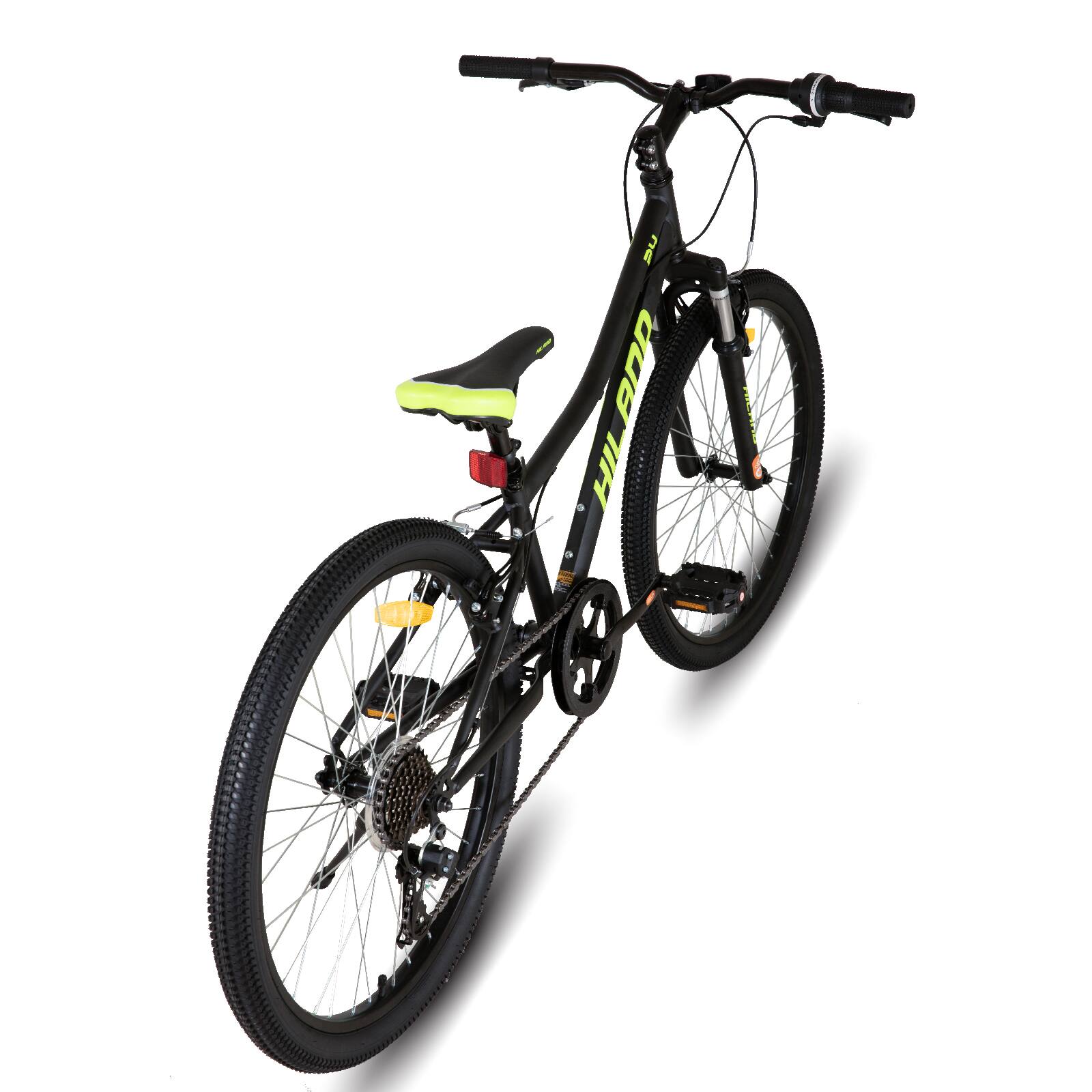 Alt View 6. HILAND - HILAND 24 Inch Mountain Bike for Boy Girl with Suspension Fork, 7-Speed Kids' MTB Bicycle, Black - Black.