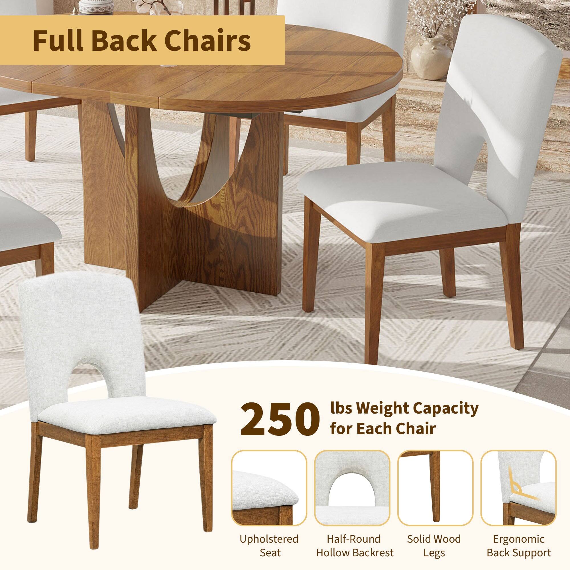 Full Back Chairs

250 lbs Weight Capacity for Each Chair

- Upholstered Seat
- Half-Round Hollow Backrest
- Solid Wood Legs
- Ergonomic Back Support