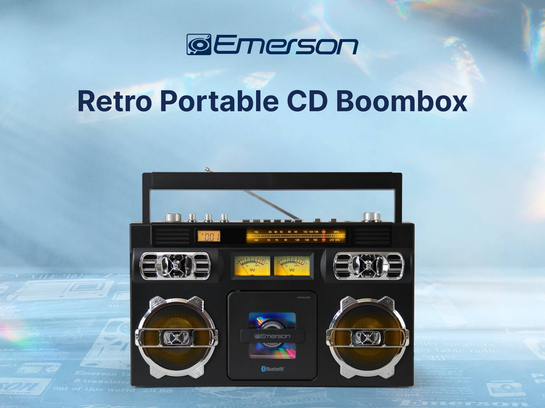 Emerson, Retro Portable CD Boombox, Emerson, Bluetooth, Emerson, Emerson, Emerson, Emerson