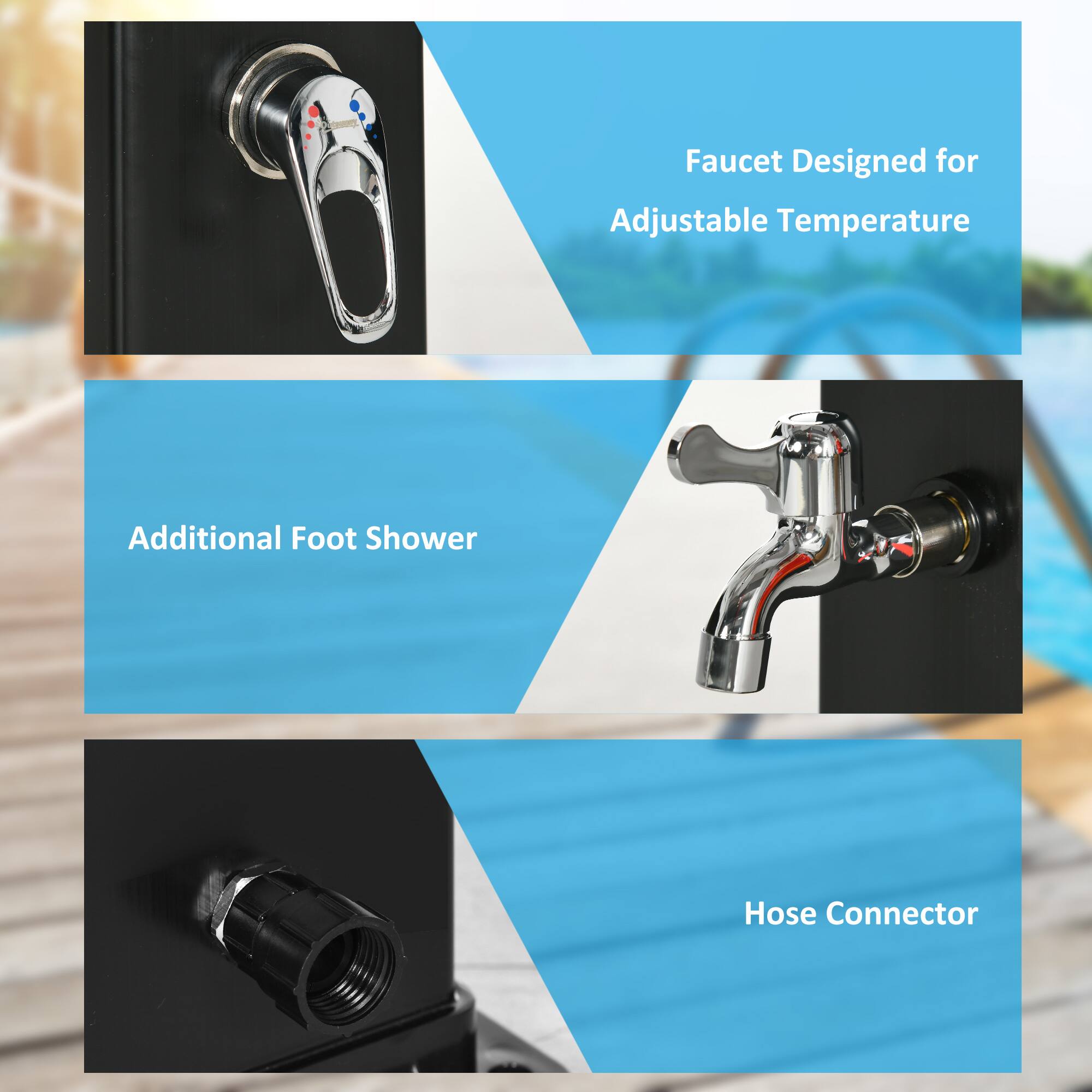 Faucet Designed for Adjustable Temperature, Additional Foot Shower, Hose Connector