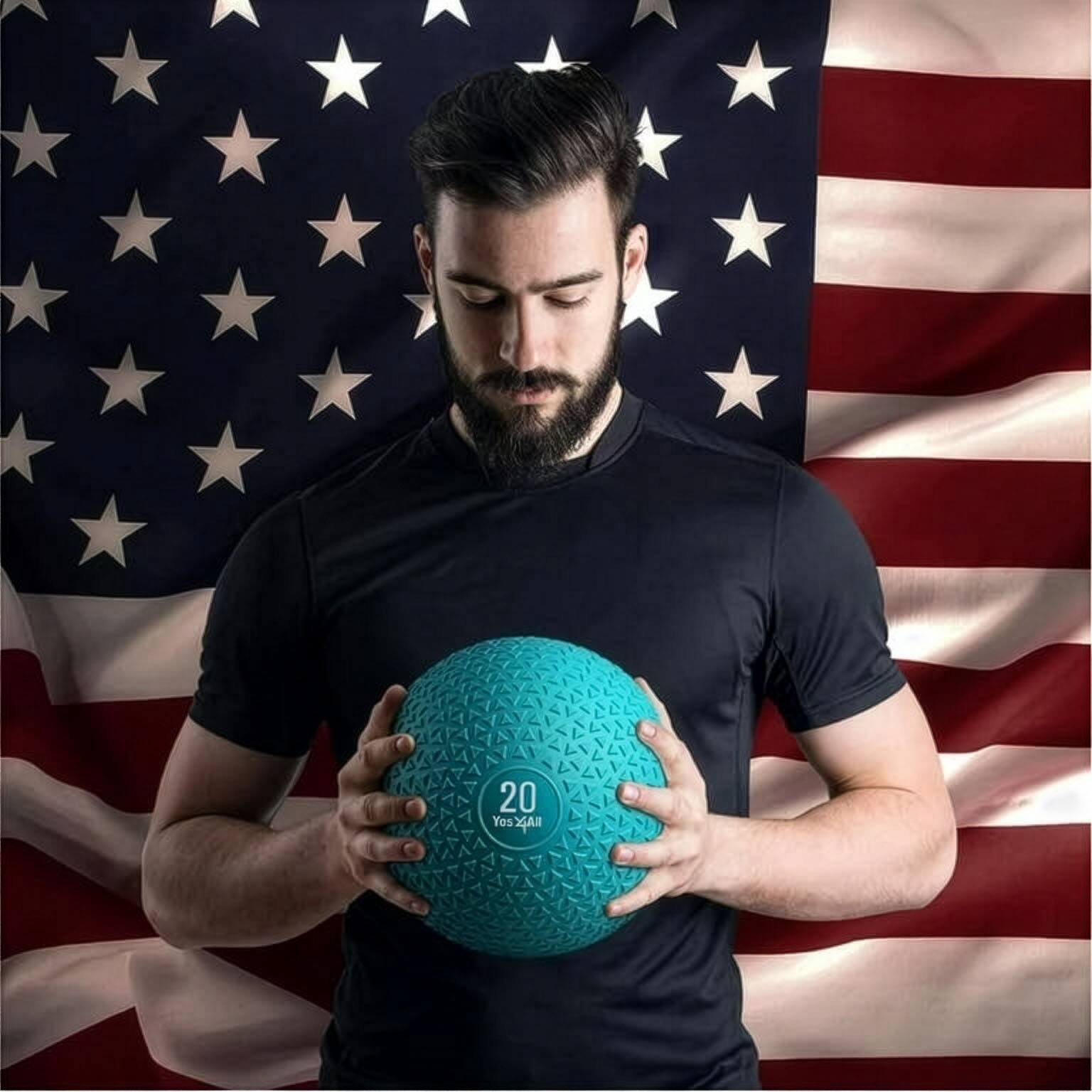 Alt View 1. Yes4All - Yes4All 20Lb Slam Ball, Durable Sand Filled Workout Weight Ball, Teal (Triangle) - Teal.
