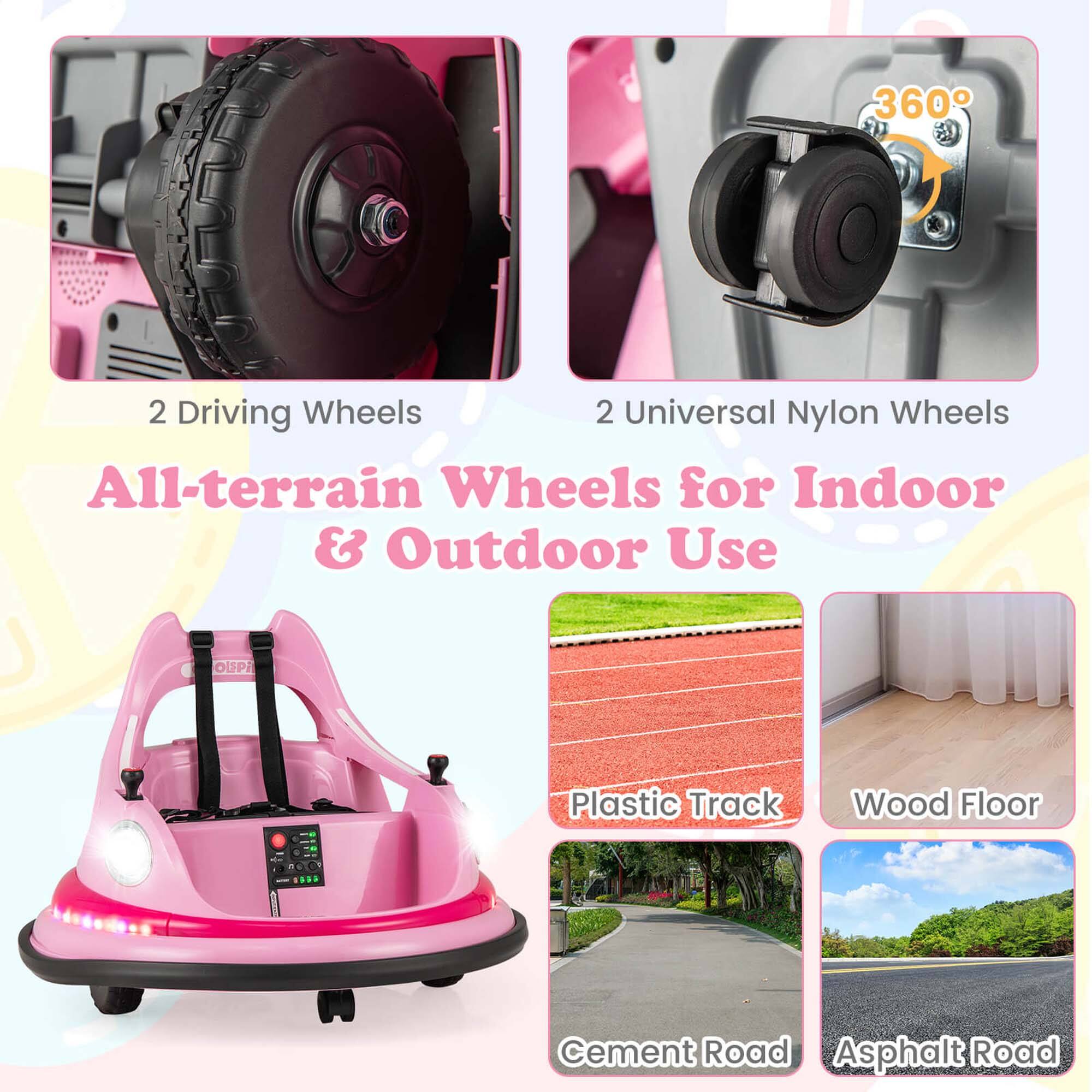 360° 2 Driving Wheels 2 Universal Nylon Wheels All-terrain Wheels for Indoor & Outdoor Use

Plastic Track
Wood Floor
Cement Road
Asphalt Road