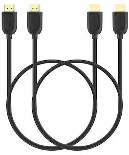 Fosmon - 4K HDMI Cable 6FT 2-Pack, HDMI Cord Gold-Plated, HDMI to HDMI Cable, HDMI 2.0 Cable, 3D, Audio Return,30AWG - Black