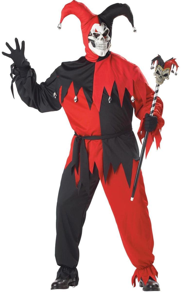 Front. California Costumes - Black & Red Evil Jester Costume Adult Plus XX-Large 48-52 - Black.