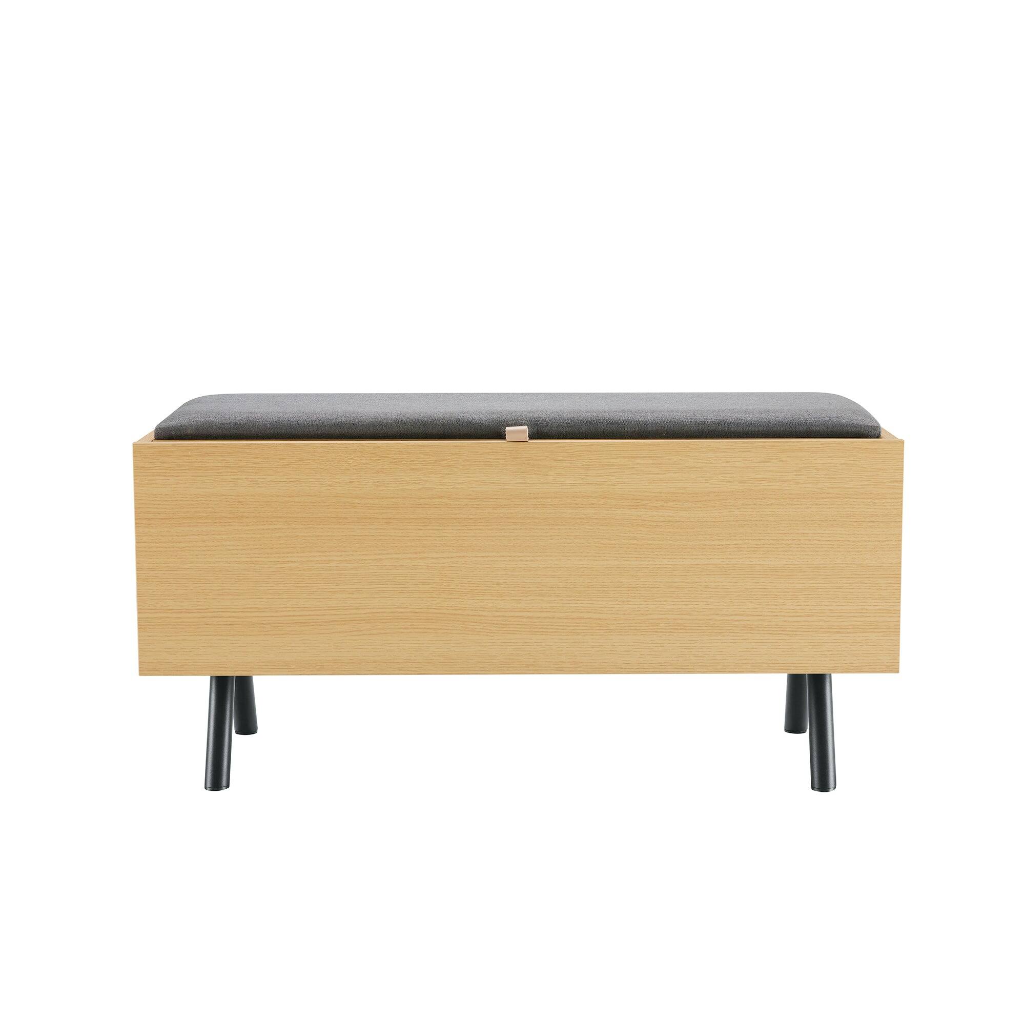 Front. Manhattan Comfort - Paloma Modern Accent Storage Bench - Light Oak.