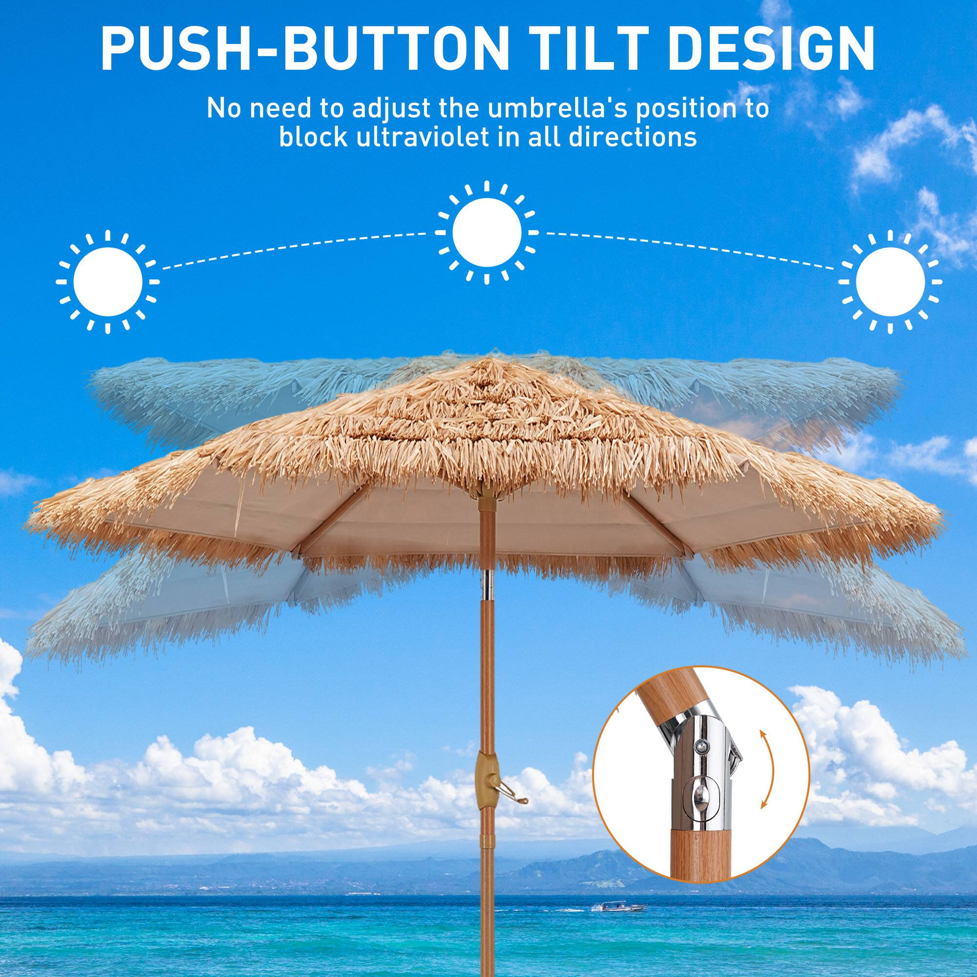 PUSH-BUTTON TILT DESIGN  
No need to adjust the umbrella's position to block ultraviolet in all directions