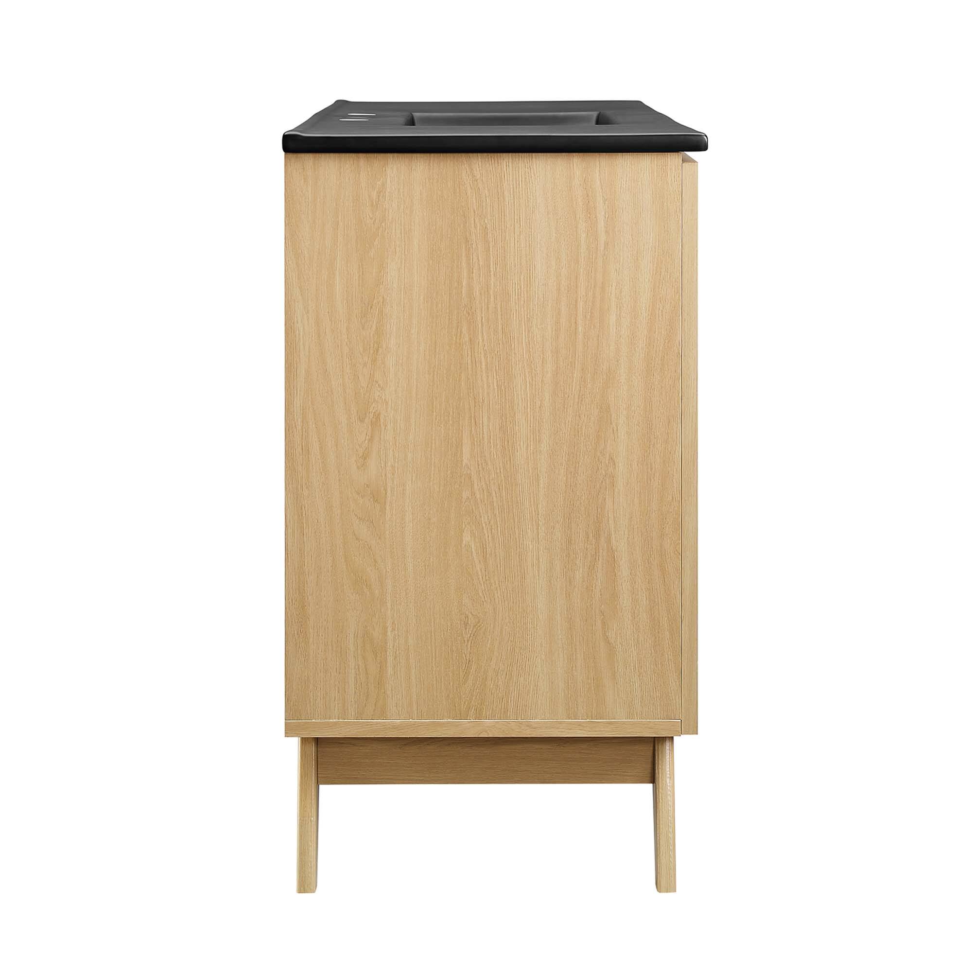 Alt View 4. Modway - Soma Bathroom Vanity with Black Basin Included by Modway - Oak Black.