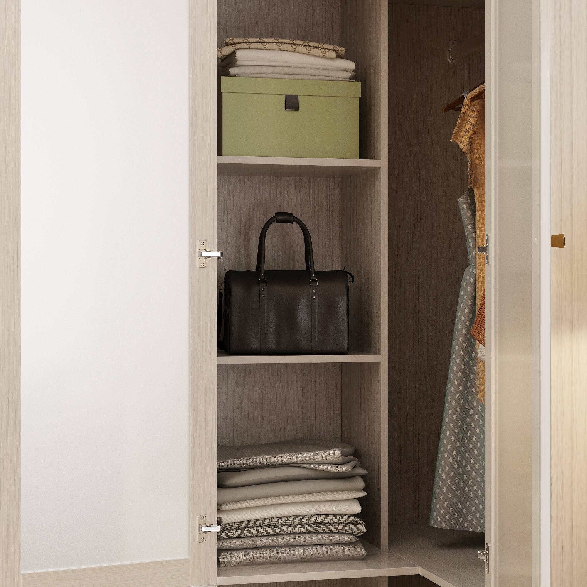 Alt View 5. FUFU&GAGA - FUFU&GAGA Modern Corner Wardrobe with Anti - Tip for Bedroom Storage  Optimized for Space Saving Organization - White.
