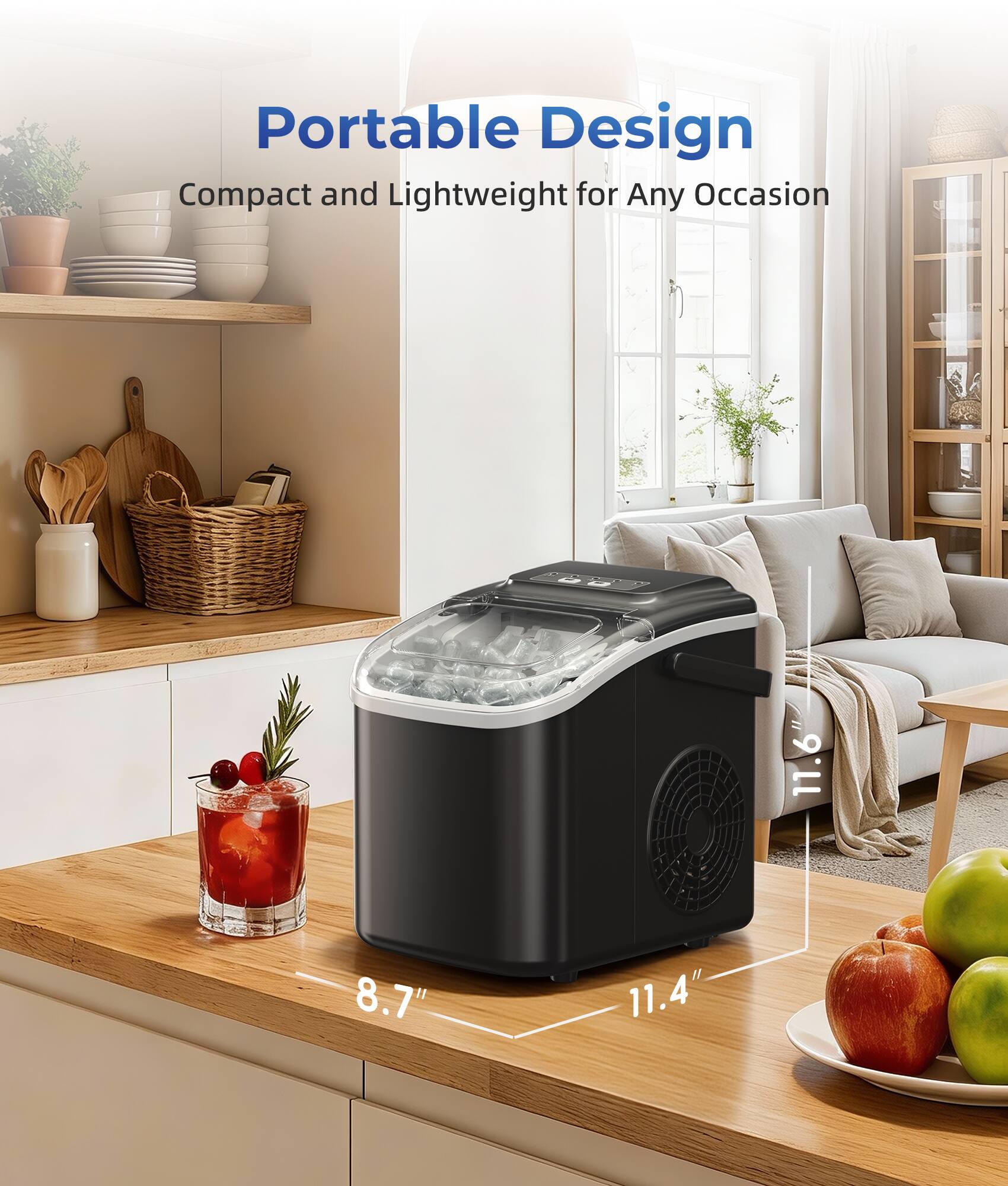 Portable Design  
Compact and Lightweight for Any Occasion  
11.6" x 8.7" x 11.4"