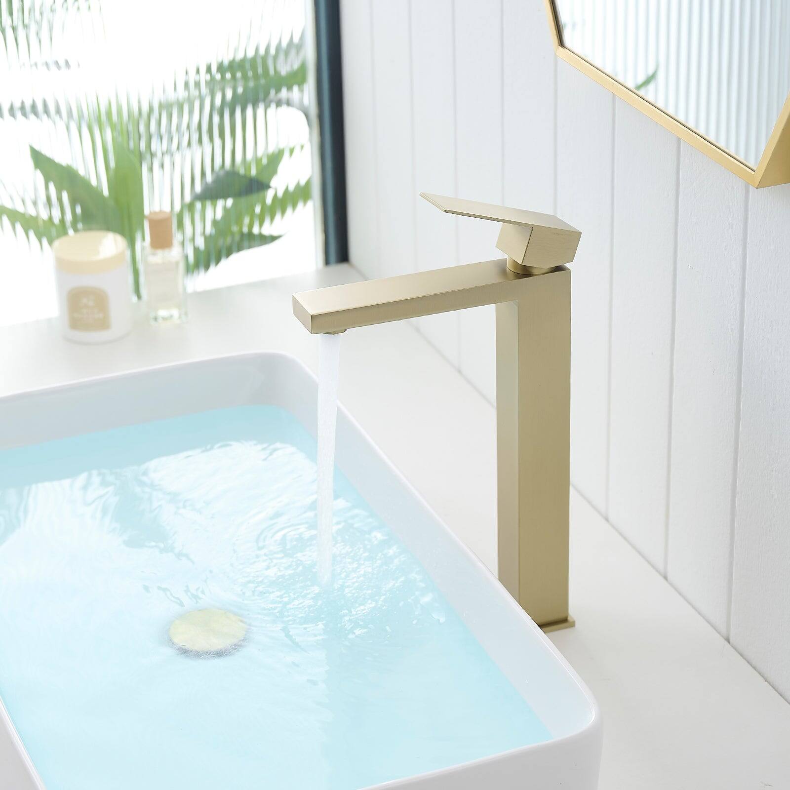 Alt View 2. Boyel Living - Single Handle Single Hole Bathroom Faucet Stainless Steel Vessel Faucet with Pop up Drain in Brushed Gold - Brushed Gold.