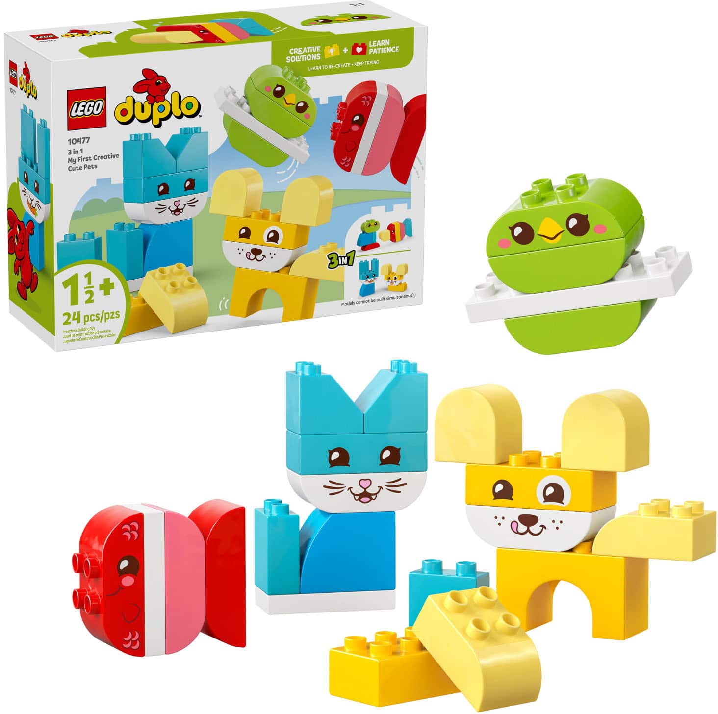LEGO duplo 10477 3in 1 My First Creative Cute Pets  
1½+  
24 pcs/pzs  
LEARN CREATIVE + PATIENCE SOLUTIONS