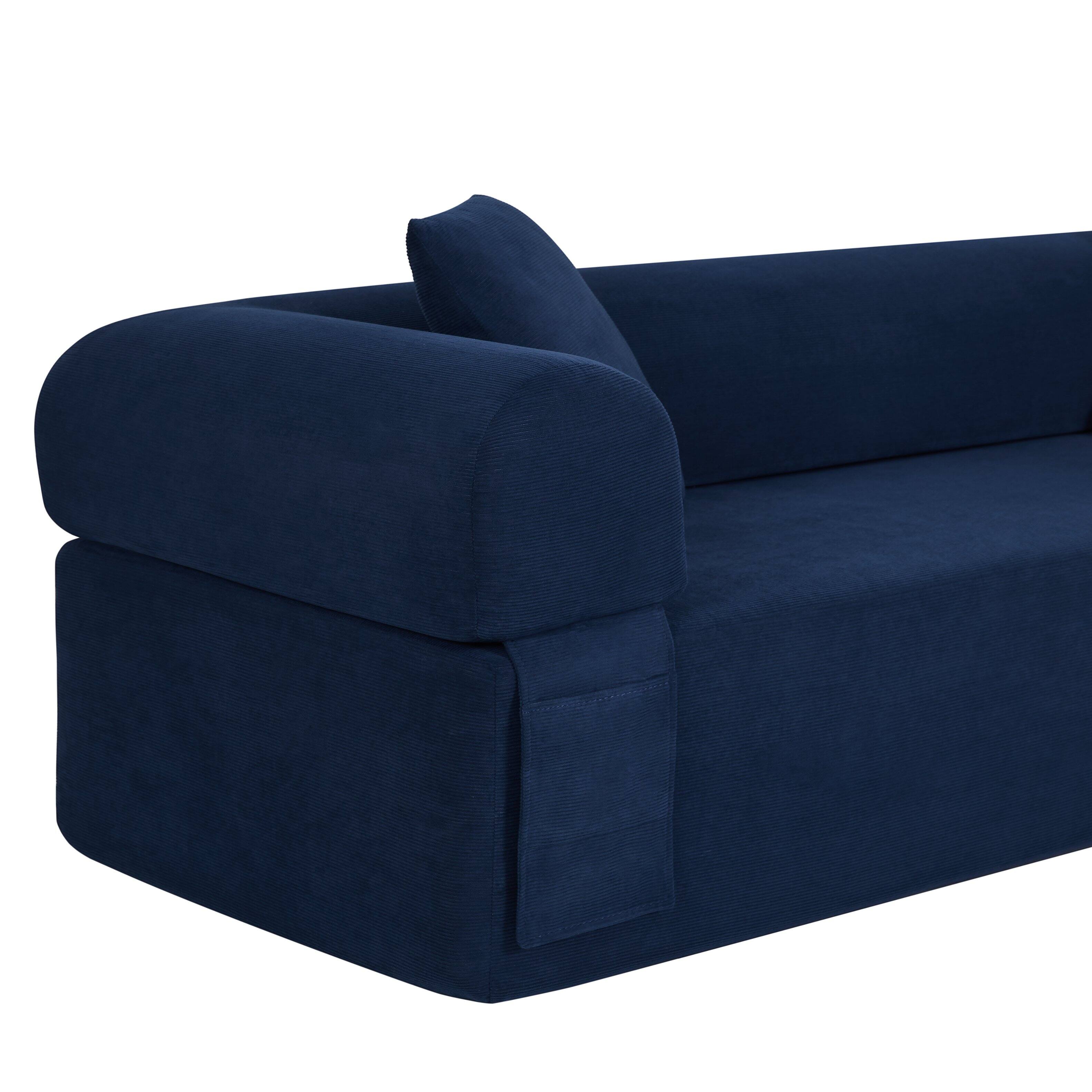 Alt View 2. Loheer - Loheer 3 Seater Sofa Boneless Couch No Assembly Modern Apartment Furniture 83 Inch - Blue.