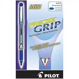 Pilot - Precise Grip Rollerball Pens, Extra Fine Point, Dozen - Blue Ink
