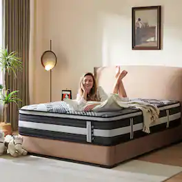 Quilicore - 12" Hybrid– Medium Firm with 7-Zone Pocketed Coils & Gel Memory Foam, for Spinal Alignment, Motion Isolation - Black