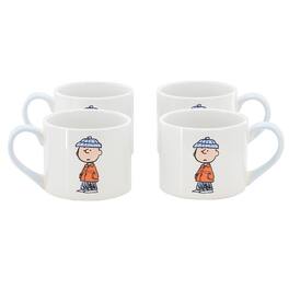 Peanuts - All Bundled Up 4 Piece 19 Ounce Stackable Stoneware Mug Set - Light Blue