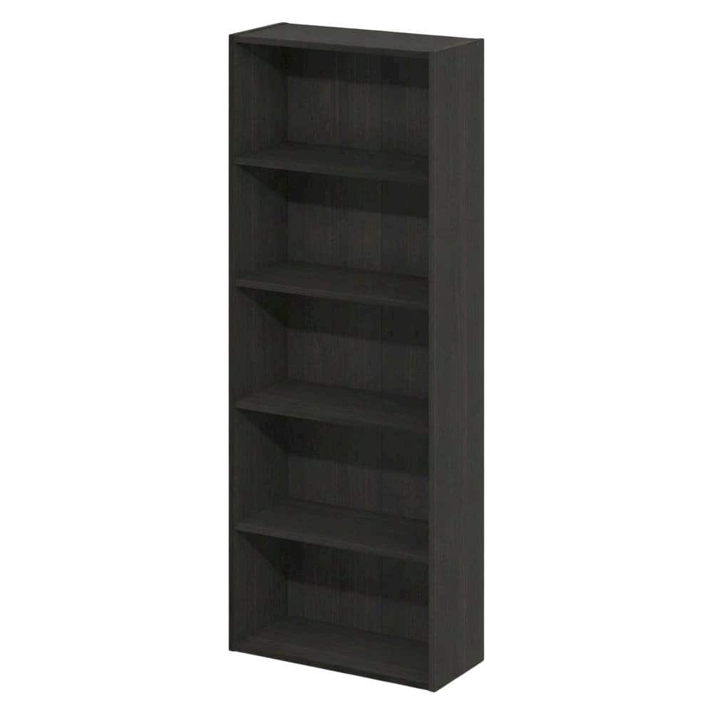 FurniFact - Wooden Bookcase with Open Shelving for Home and Office Storage - Espresso