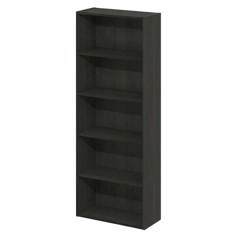 Front. FurniFact - Wooden Bookcase with Open Shelving for Home and Office Storage - Espresso.