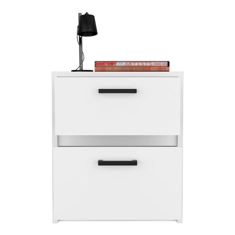Alt View 2. TuHome - Trivor Nightstand White MDF - White.
