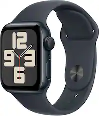 Angle. Apple - Apple Watch SE 2nd Generation (GPS) 40mm Aluminum Case with Midnight Sport Band - M/L - Midnight.