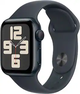 Refurbished Excellent - Apple Watch SE 2nd Generation (GPS) 40mm Aluminum Case with Midnight Sport Band - S/M - Midnight - (2024)