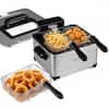 Front. Costway - Costway 5.3-Qt Electric Deep Fryer with 3 Baskets, 1700W LED Touch Screen, 6 Presets, Timer - Silver.