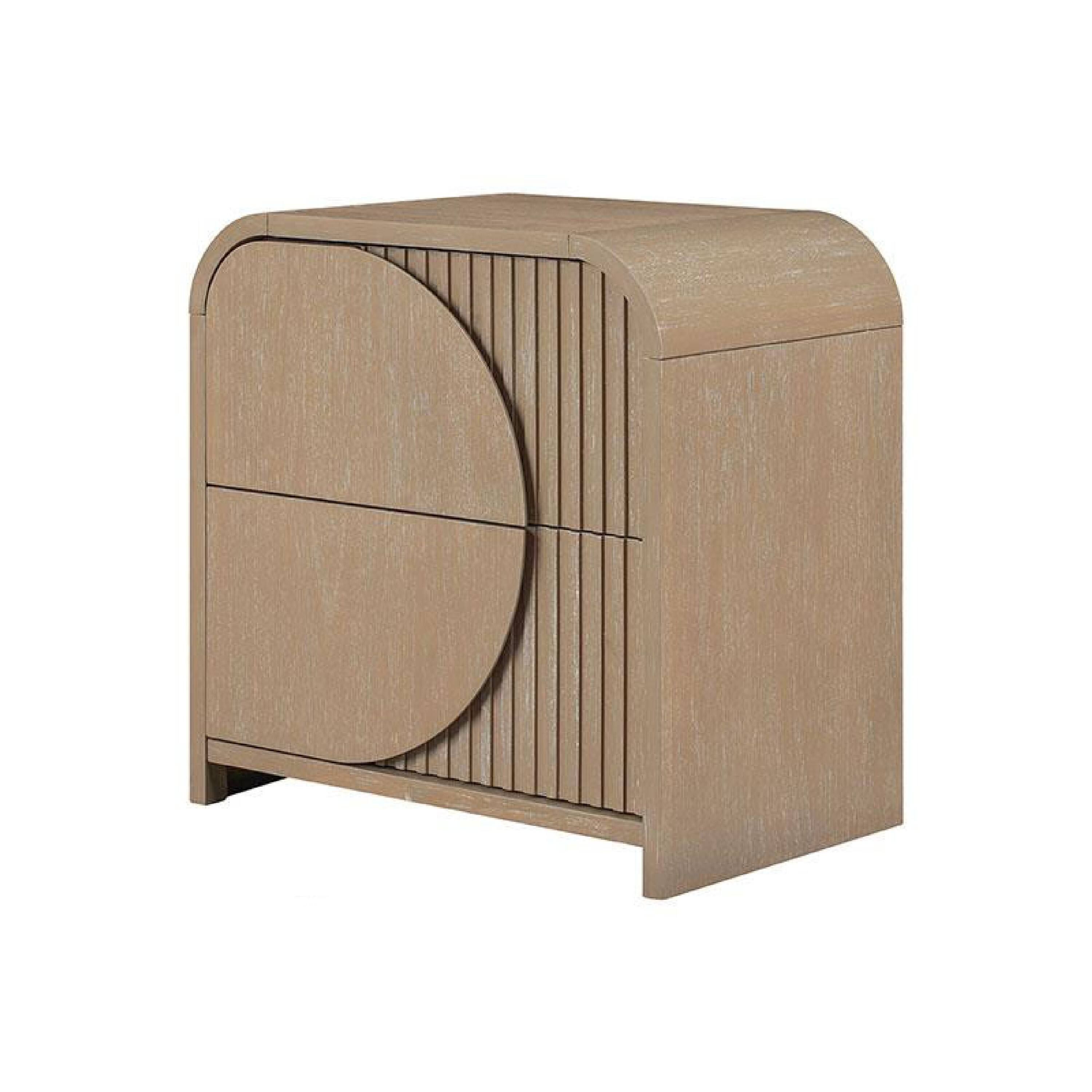 Alt View 1. Manhattan Lane - Tanya Nightstand with 2 Drawers, Reeded Panels - Natural Brown.