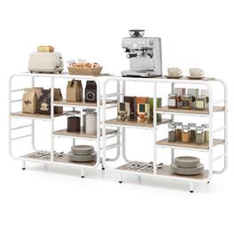 Costway - 2 Pcs Bookshelf for Living Room,Bookcase with Sturdy Metal Frame,Modern Book Shelf - Natural