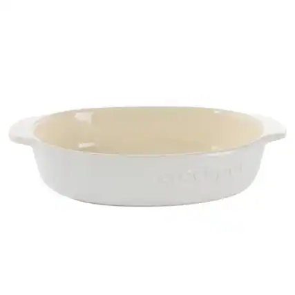 Front. Crockpot - Crock Pot Artisan 2.5 Quart Oval Stoneware Casserole in White - White.