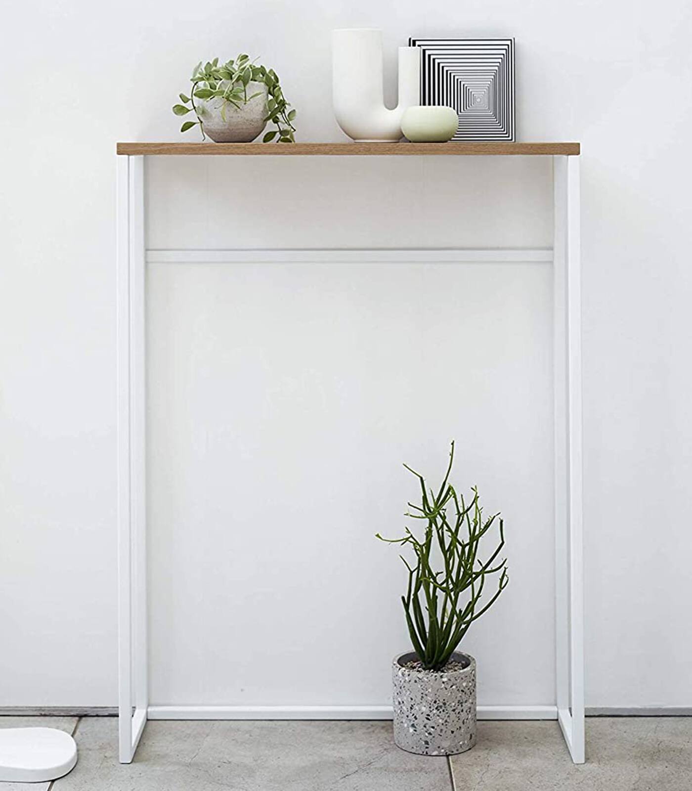 Angle. Yamazaki Home - Narrow Entryway Console Table (32" H)  - Steel - White.