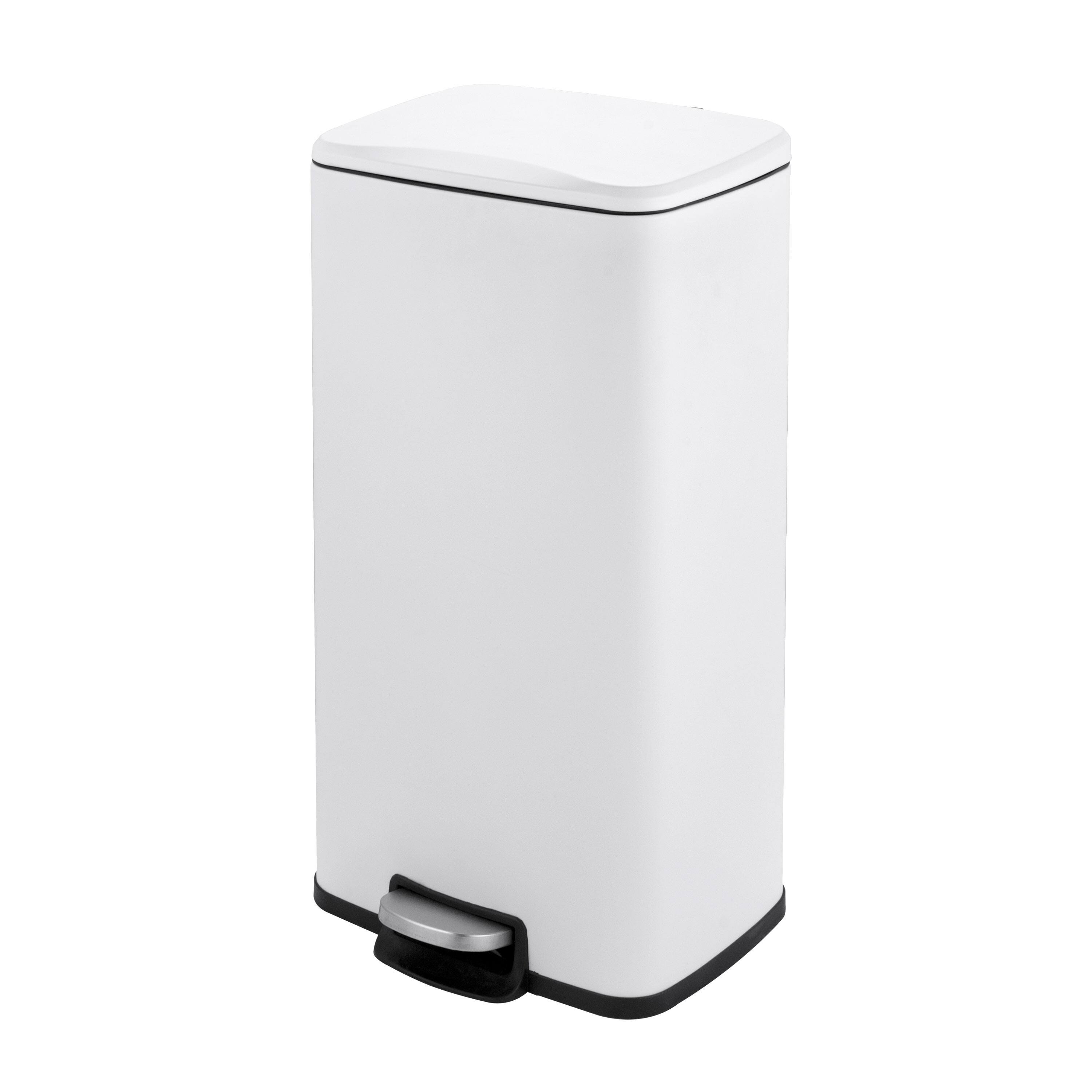 Angle. Innovaze - 8 Gal./30 Liter Rectangular Matt White step-on Trash Can for kitchen - Matt White.