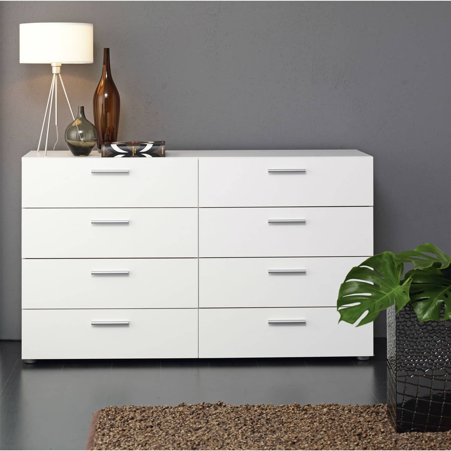 Hivvago - Modern Bedroom 8-Drawer Double Dresser - White