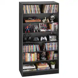 VEVOR - Media Storage Cabinet, 7-Tier DVD Shelf Organizer, 27.56 x 11.81 x 55.12 in Multimedia Storage Organizer for CDs, DVDs - Black