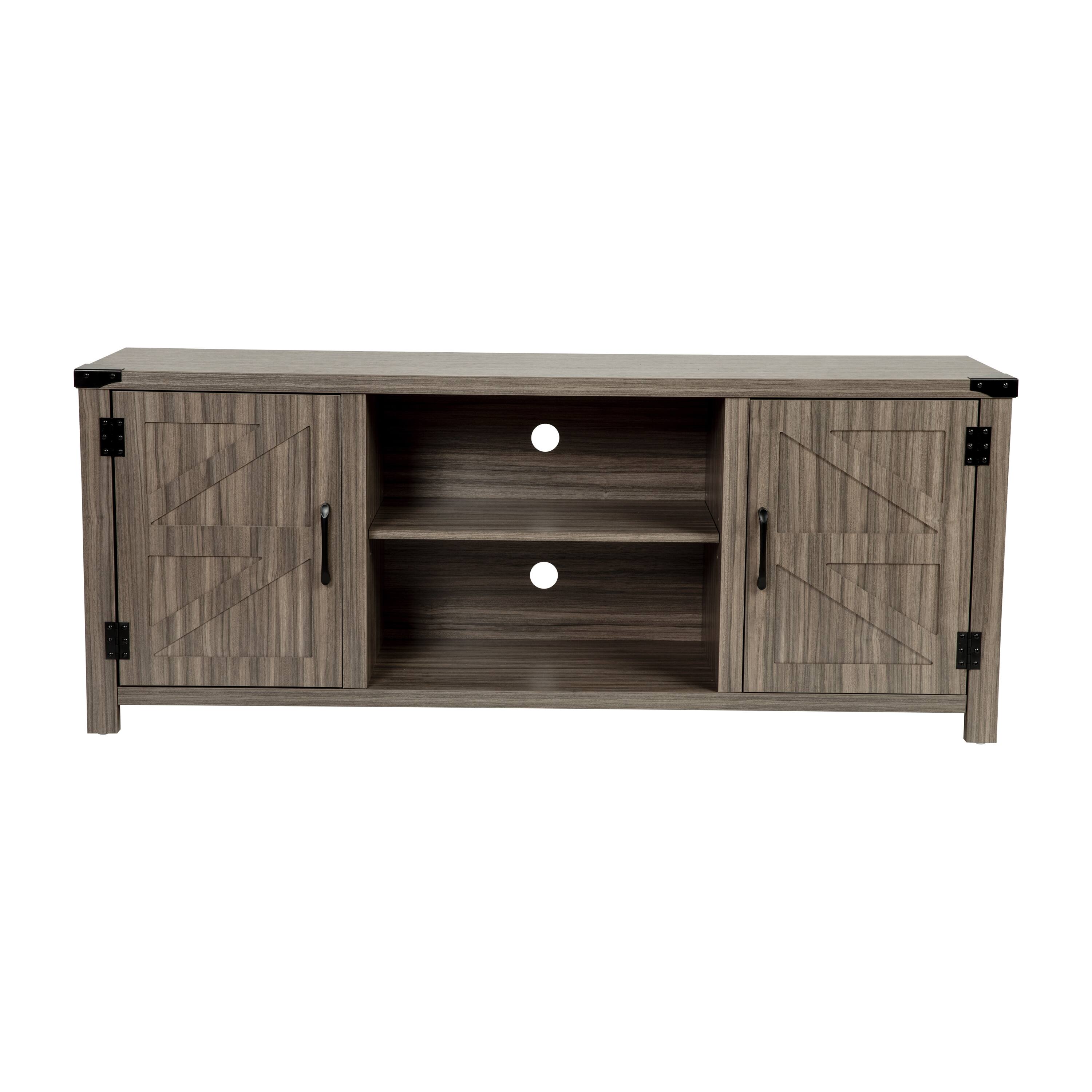 Alt View 7. Emma + Oliver - 59 Inch Barn Door TV Stand Fits up to 65" TV's with Adjustable Shelf - Gray.