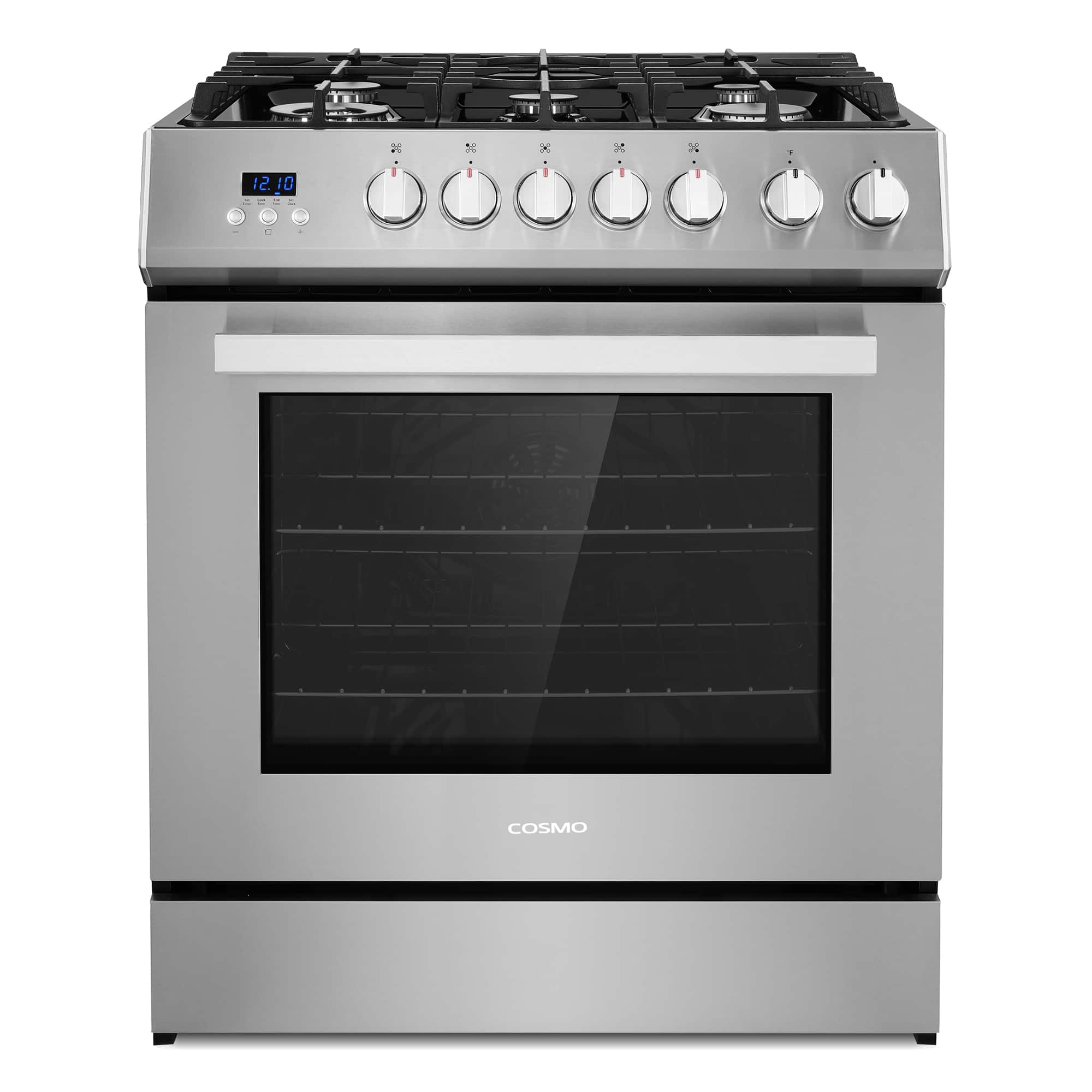 COSMO - COS-305AGC 30 in. Nebula Collection 5.0 cu. ft. Gas Range, 5 Burners, Rapid Convection Oven, Cast Iron Grates - Stainless Steel