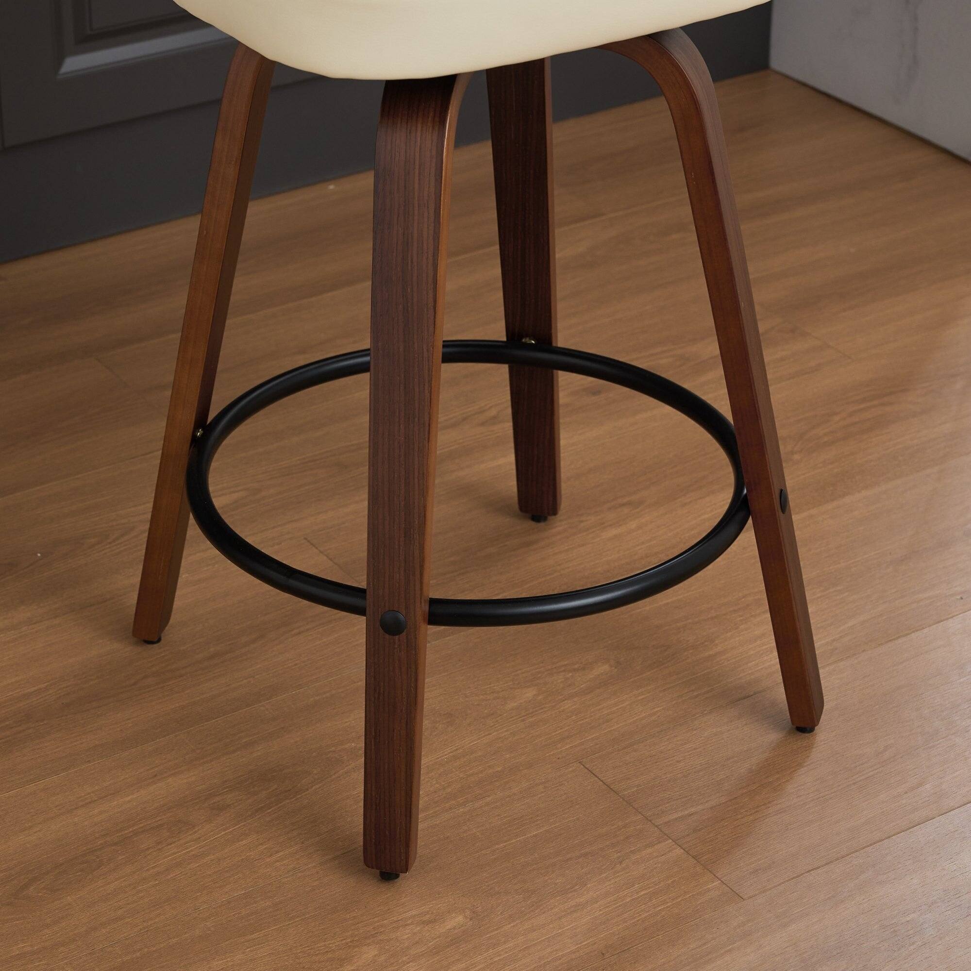 Alt View 5. Boyel Living - 26 Inch Swivel Counter Height Bar Stools Set of 2 with Walnut Bentwood Legs - Beige.