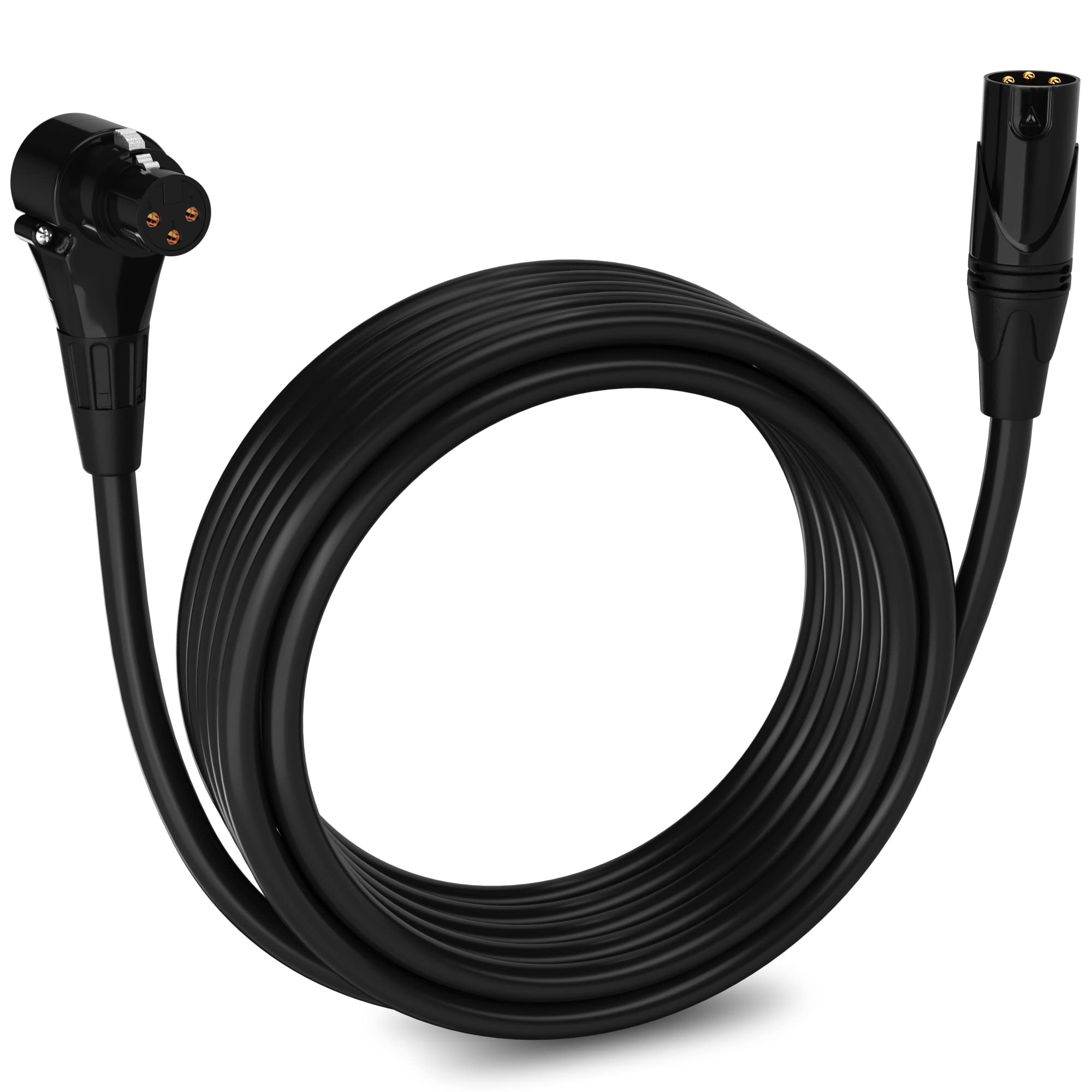 Front. Lyxpro - 20 Ft Right Angle XLR Cable, Female to Male, 3 Pin Microphone Cable - Black.