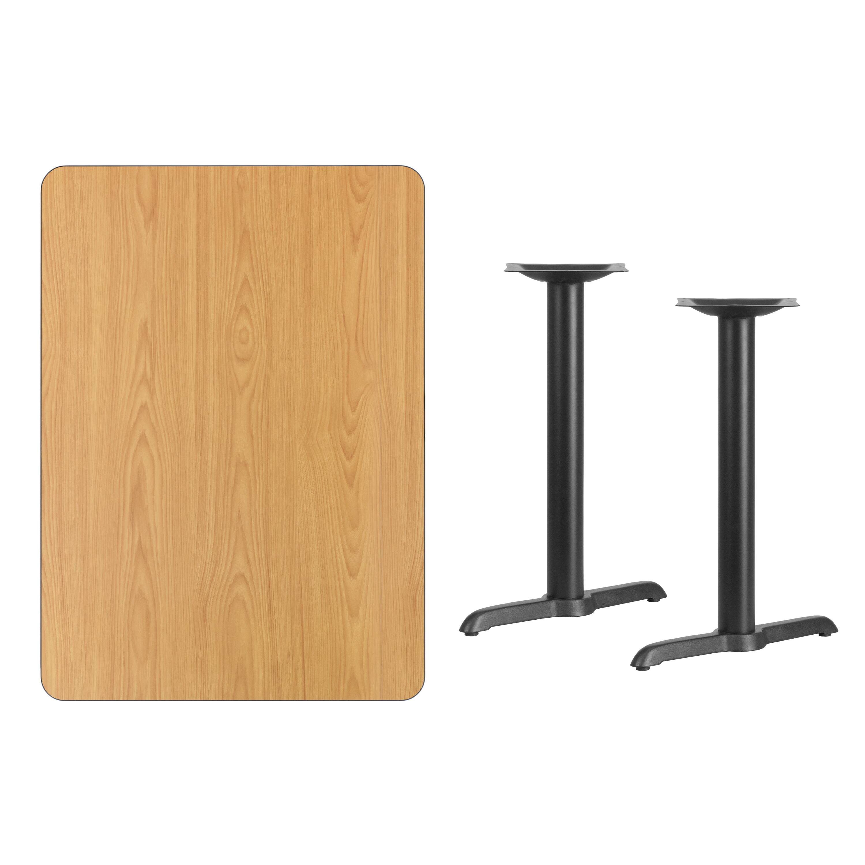 Alt View 2. Emma + Oliver - 30"x42" Rectangular Laminate Table with 5"x22" Table Height Bases - Natural.