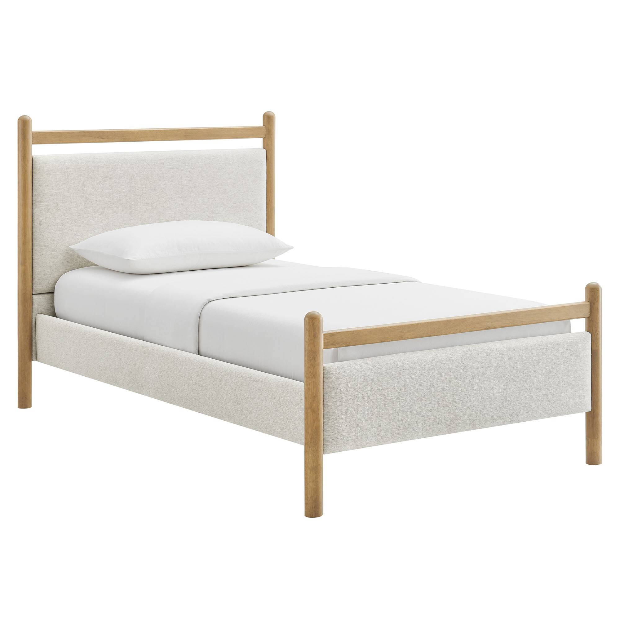 Alt View 2. Modway - Ginny Platform Bed Frame by Modway - Light Oak Heathered Ivory.