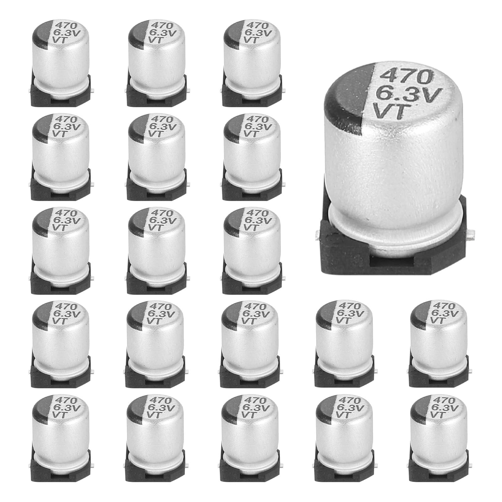Unique Bargains - 470uF 6.3V SMD Aluminum Electrolytic Capacitor, Low Impedance, 6.3x7.7mm, 20pcs, for TV/Computer/DIY - Silver price history on PriceWatchPro