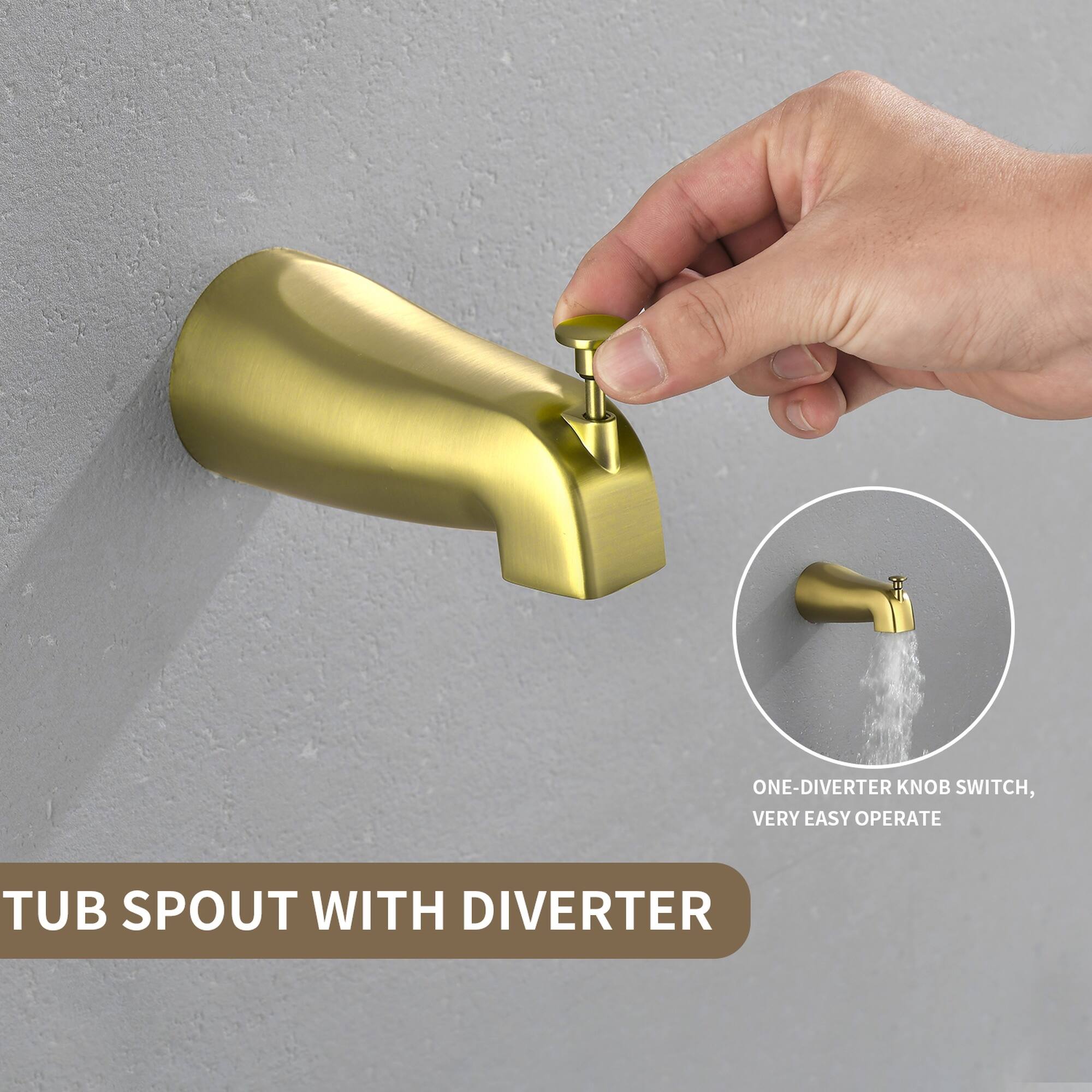 ONE-DIVERTER KNOB SWITCH, VERY EASY TO OPERATE TUB SPOUT WITH DIVERTER